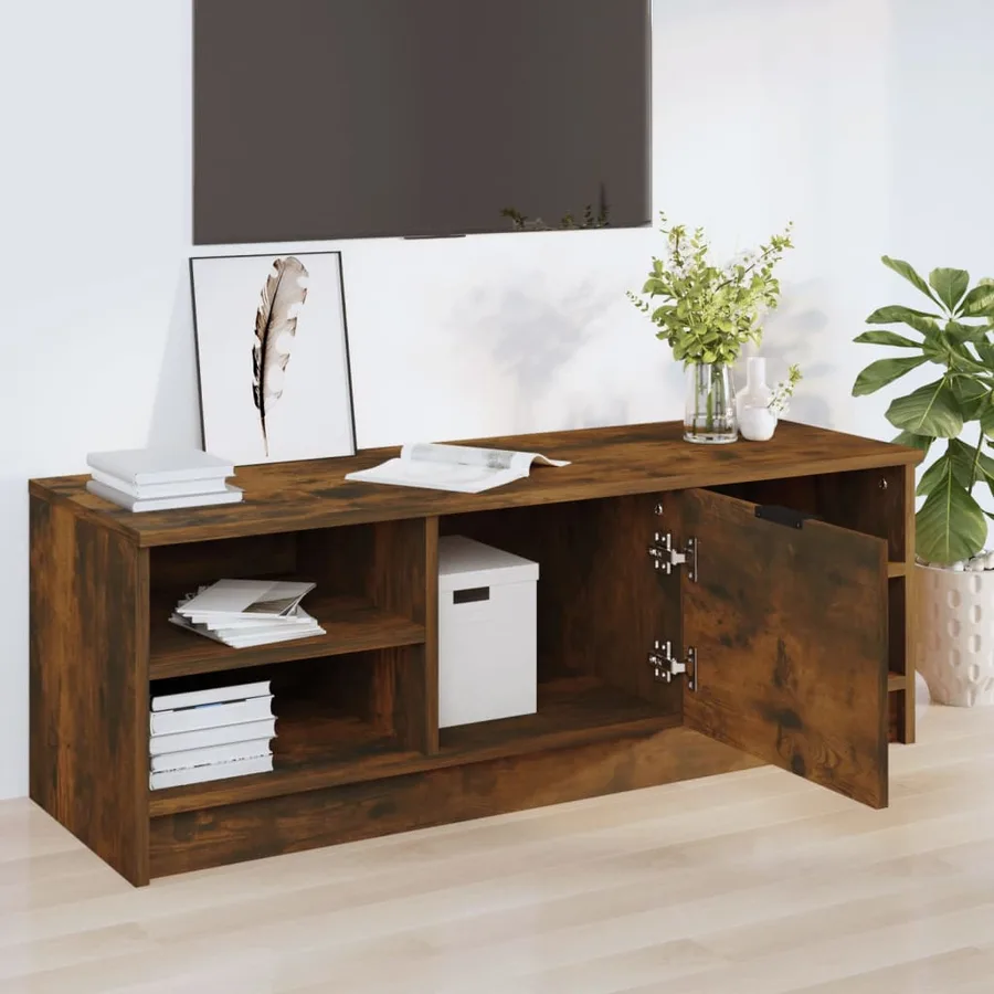 Meuble TV Chêne fumé 102x35,5x36,5 cm Bois d'ingénierie - 3