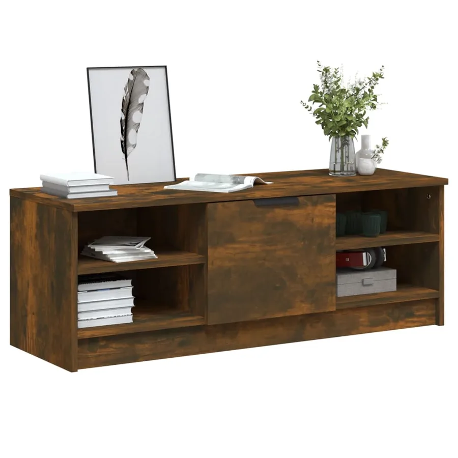 Meuble TV Chêne fumé 102x35,5x36,5 cm Bois d'ingénierie - 4