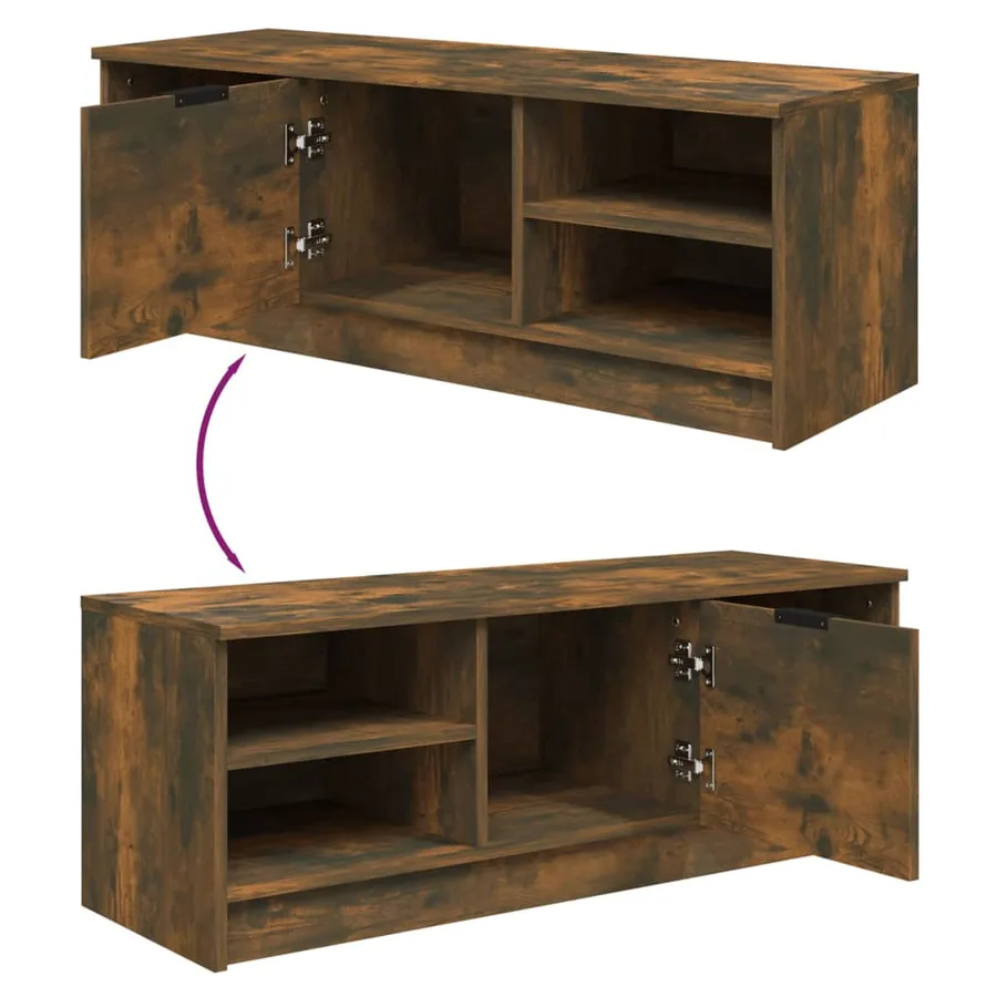 Meuble TV Chêne fumé 102x35,5x36,5 cm Bois d'ingénierie - 8