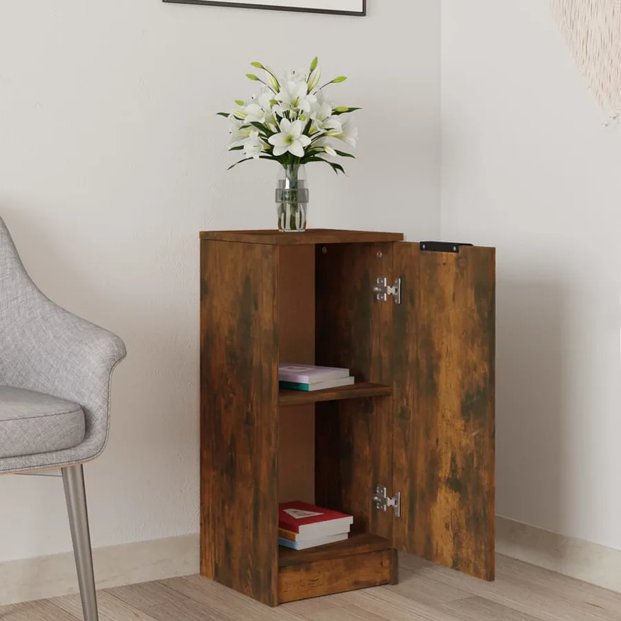 Buffet Chêne fumé 30x30x70 cm Bois d'ingénierie - 3