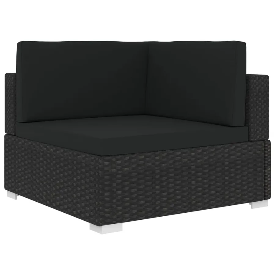 Chaise d'angle 1 pc et coussins Résine tressée Noir