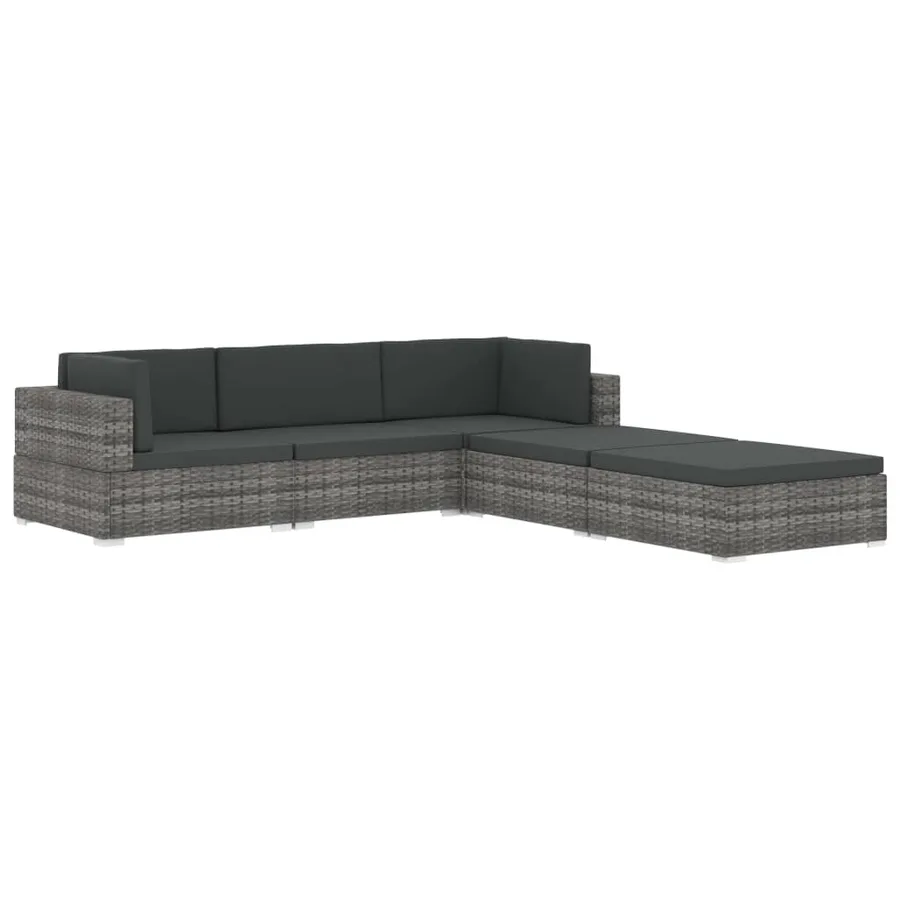 Chaise d'angle 1 pc et coussins Résine tressée Noir - 10