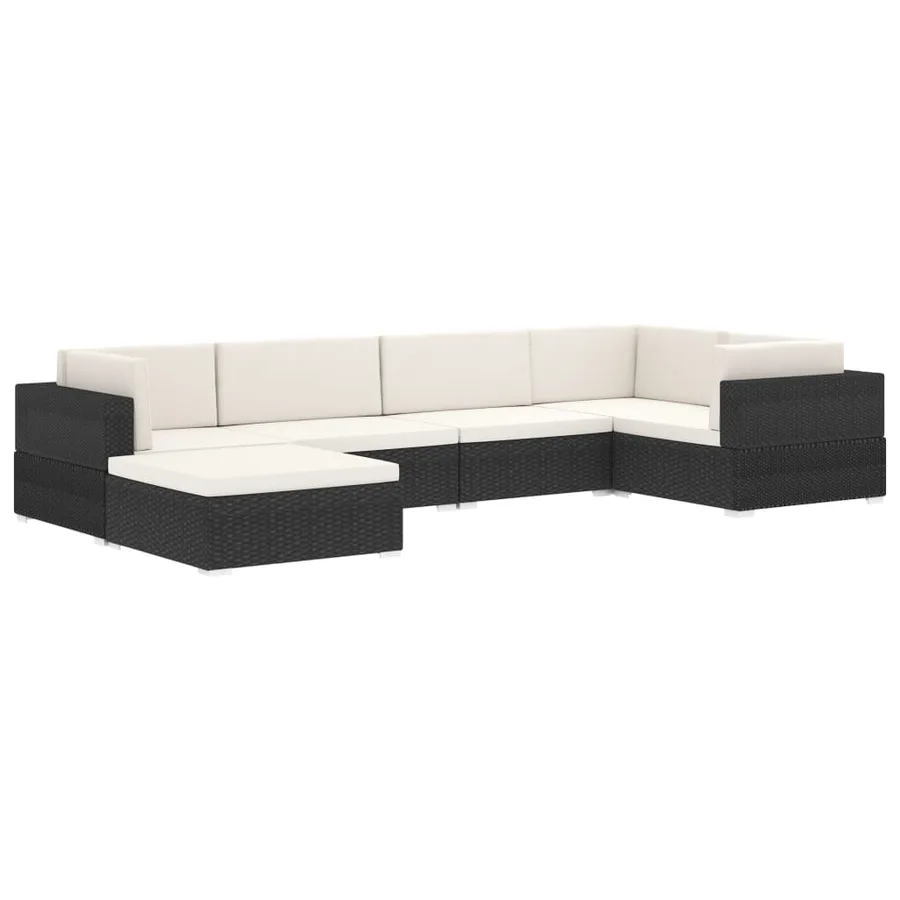 Chaise d'angle 1 pc et coussins Résine tressée Noir - 11