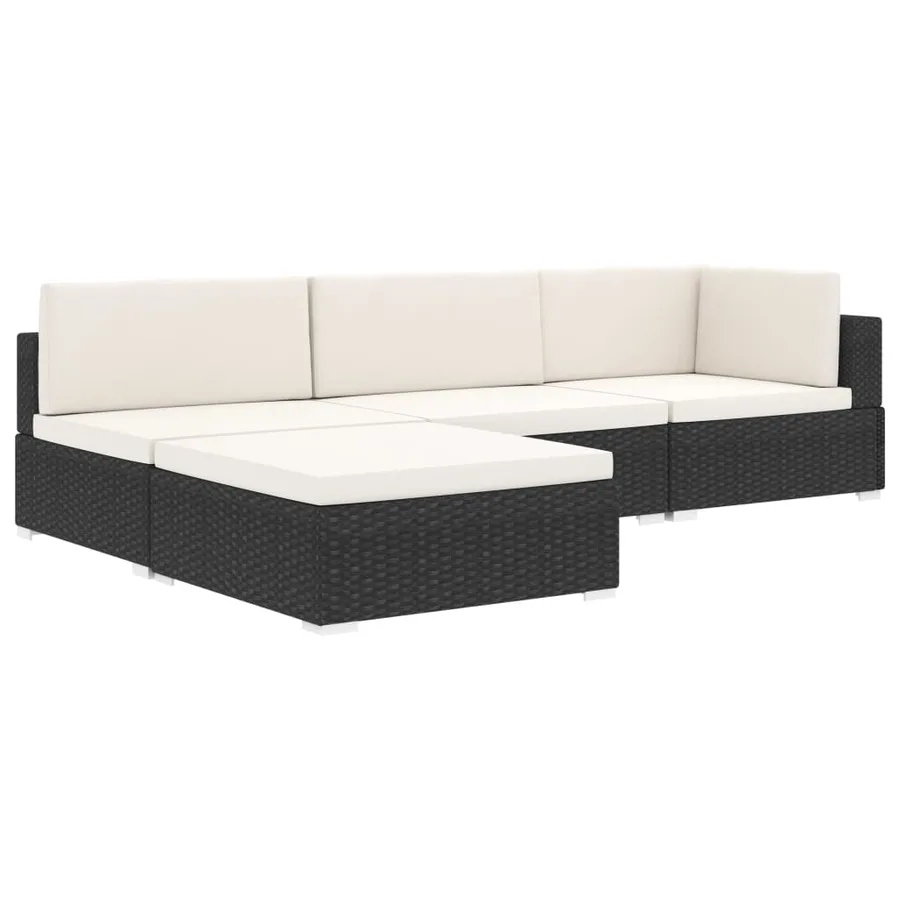 Chaise d'angle 1 pc et coussins Résine tressée Noir - 12