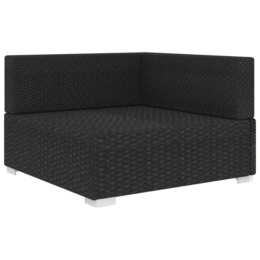 Chaise d'angle 1 pc et coussins Résine tressée Noir - 2