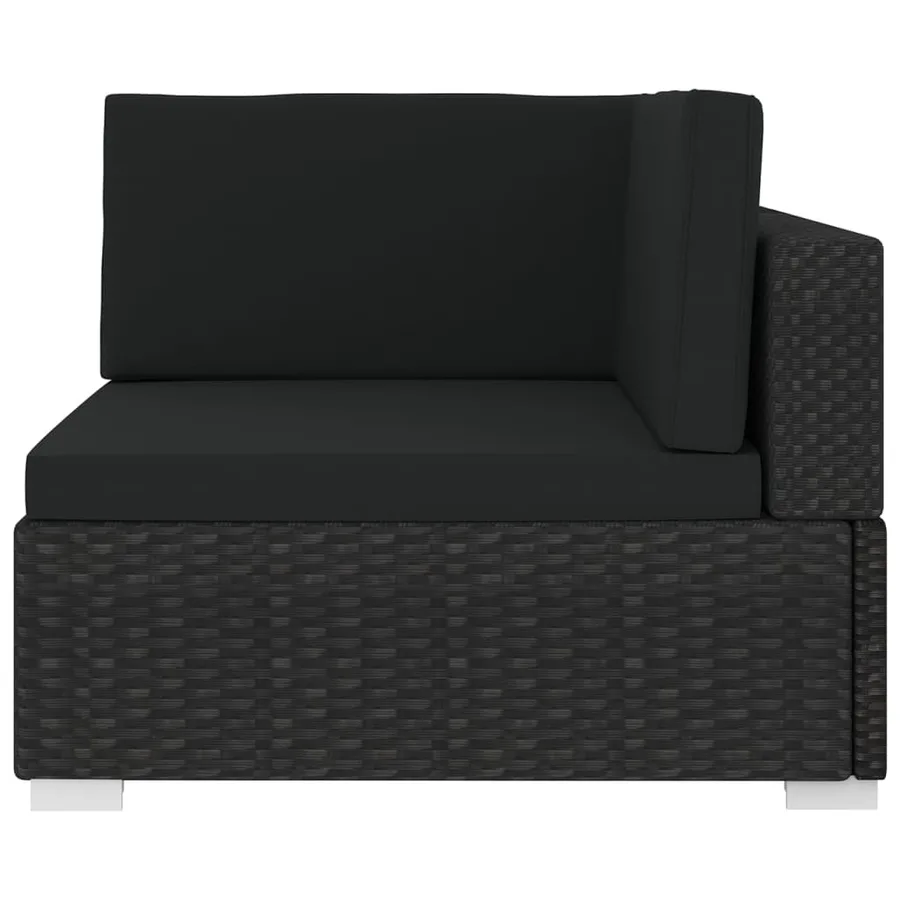 Chaise d'angle 1 pc et coussins Résine tressée Noir - 3