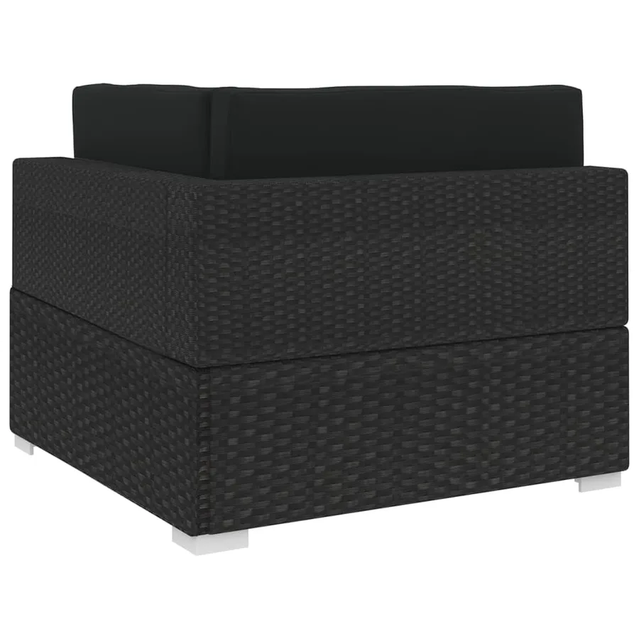 Chaise d'angle 1 pc et coussins Résine tressée Noir - 4