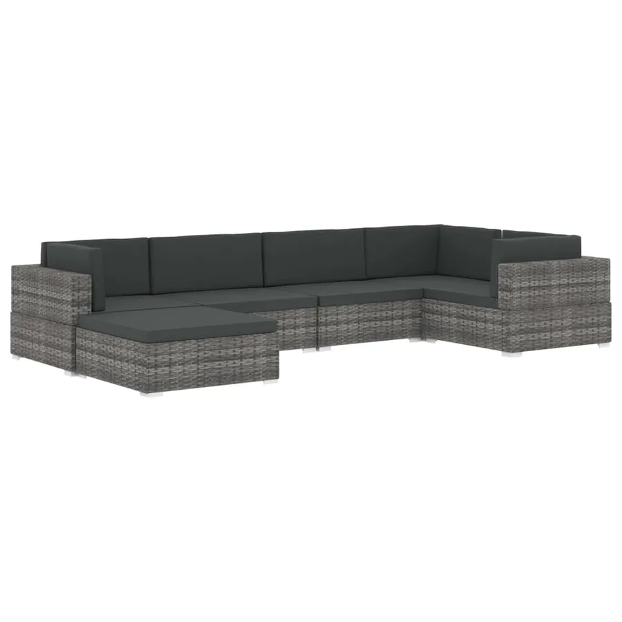 Chaise d'angle 1 pc et coussins Résine tressée Noir - 9