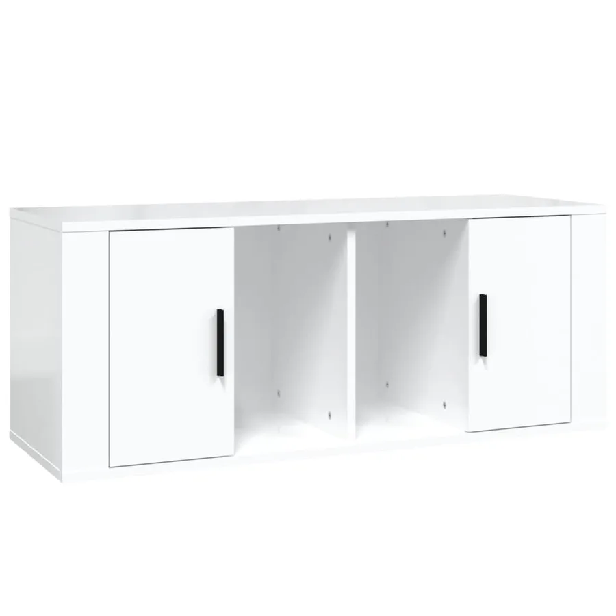Meuble TV Blanc brillant 100x35x40 cm Bois d'ingénierie - 2