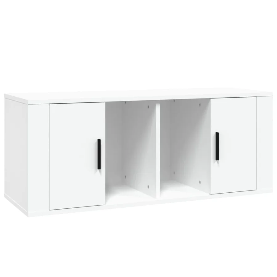 Meuble TV Blanc 100x35x40 cm Bois d'ingénierie - 2