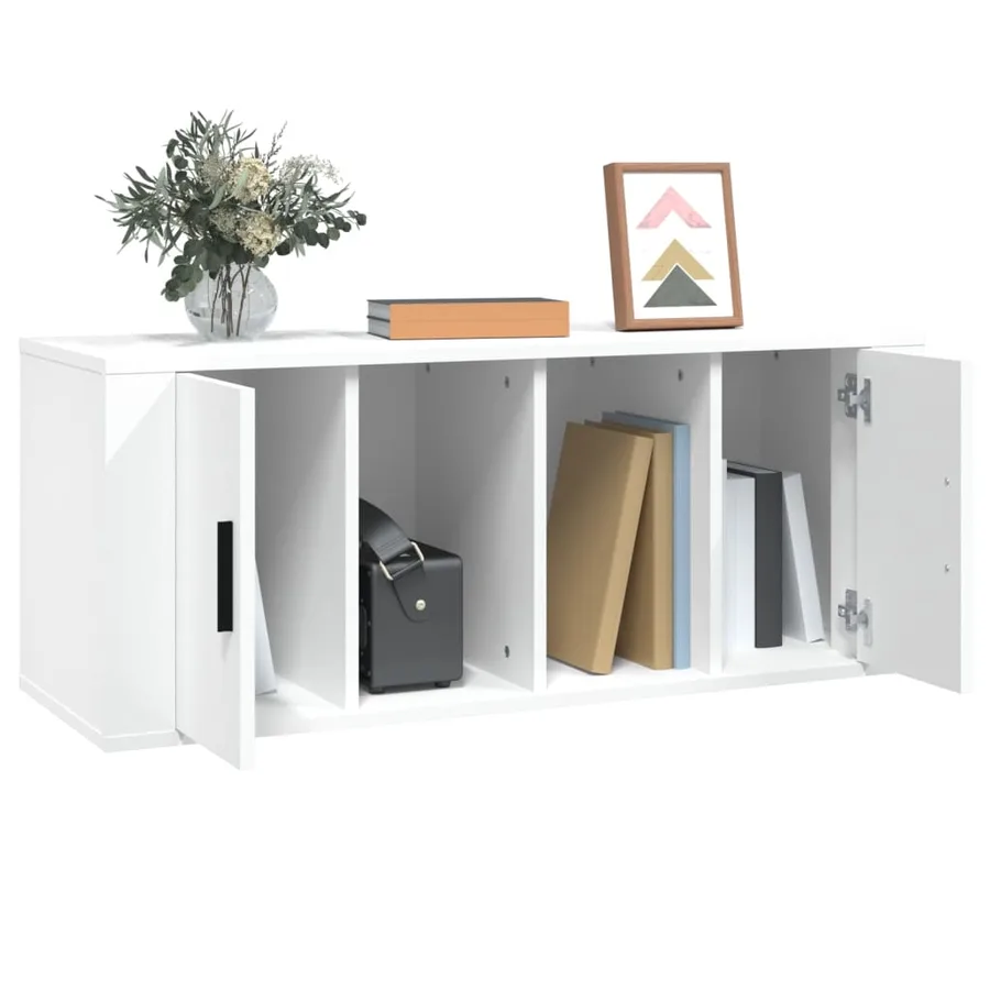 Meuble TV Blanc 100x35x40 cm Bois d'ingénierie - 4