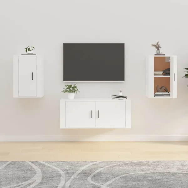 Meubles TV muraux 2 pcs Blanc 40x34,5x60 cm