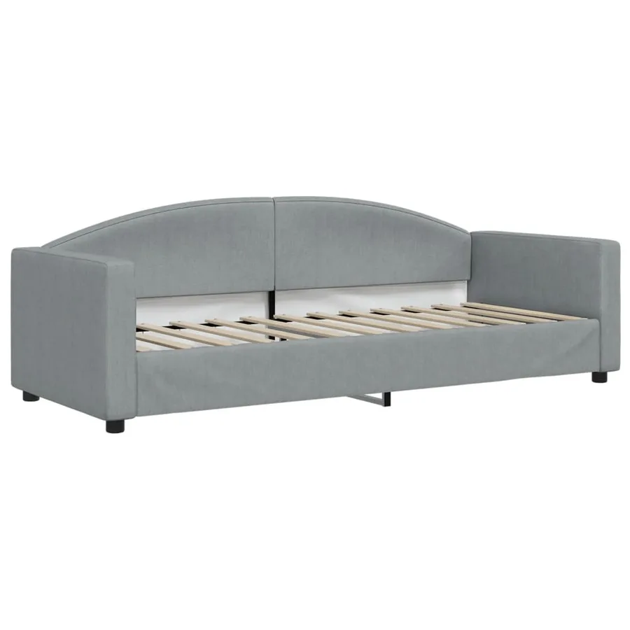 Lit de jour avec gigogne et matelas gris clair 80x200 cm tissu - 4