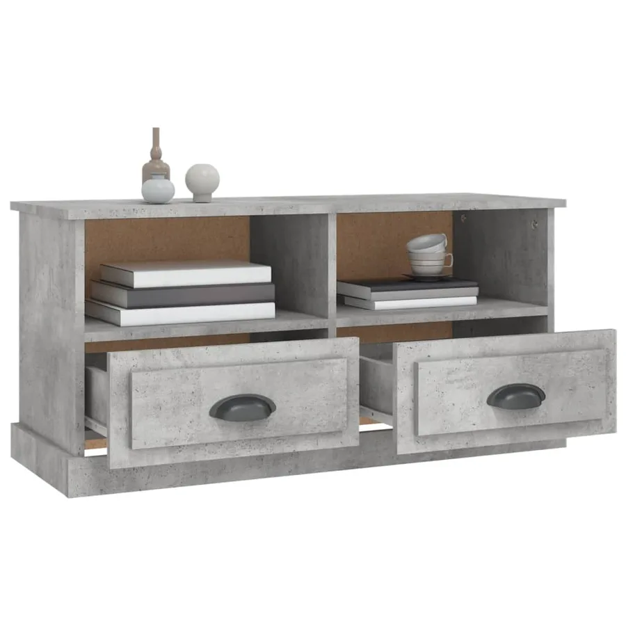 Meuble TV gris béton 93x35,5x45 cm bois d'ingénierie - 5