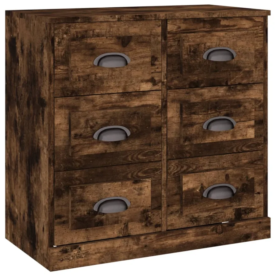 Buffet chêne fumé 70x35,5x67,5 cm bois d'ingénierie - 2