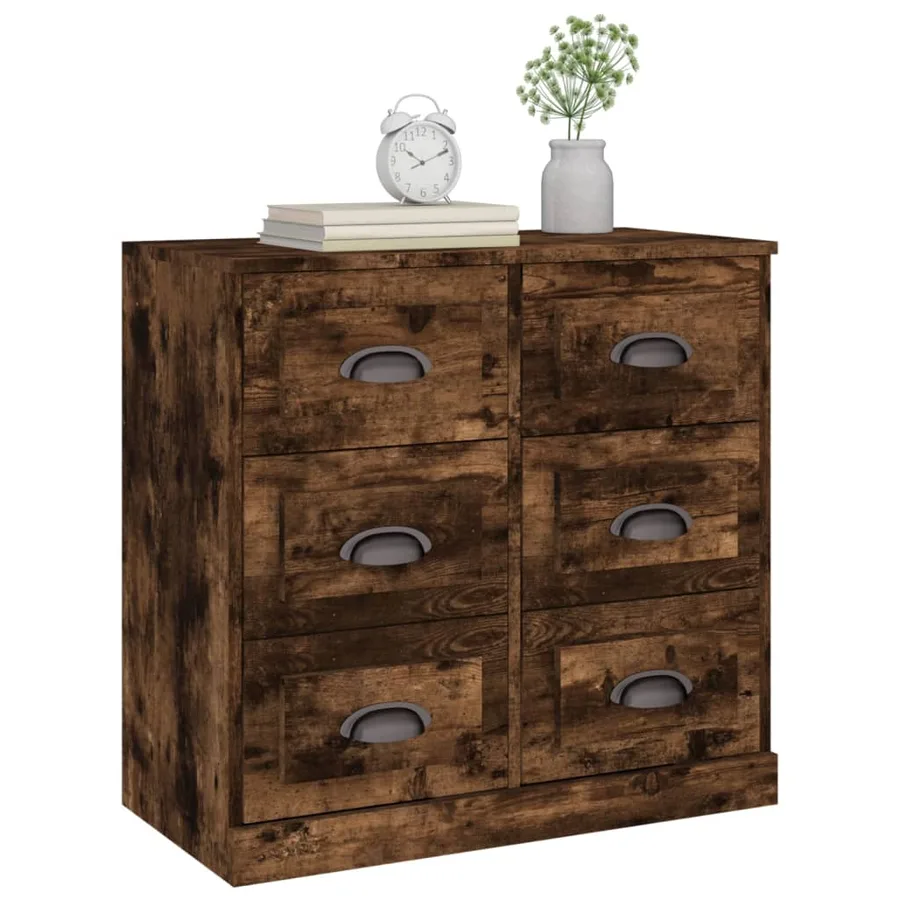 Buffet chêne fumé 70x35,5x67,5 cm bois d'ingénierie - 4