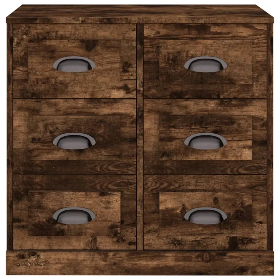Buffet chêne fumé 70x35,5x67,5 cm bois d'ingénierie - 6