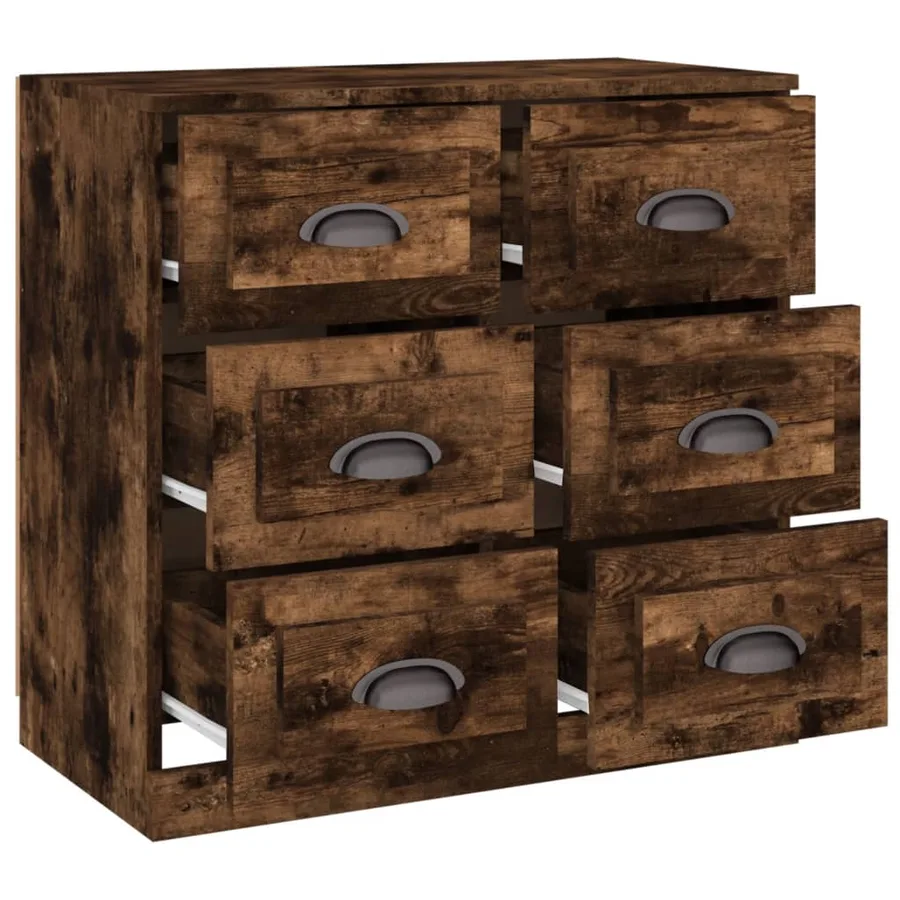 Buffet chêne fumé 70x35,5x67,5 cm bois d'ingénierie - 8