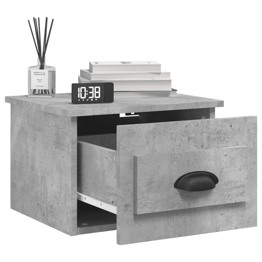 Table de chevet murale gris béton 50x36x40 cm - 4