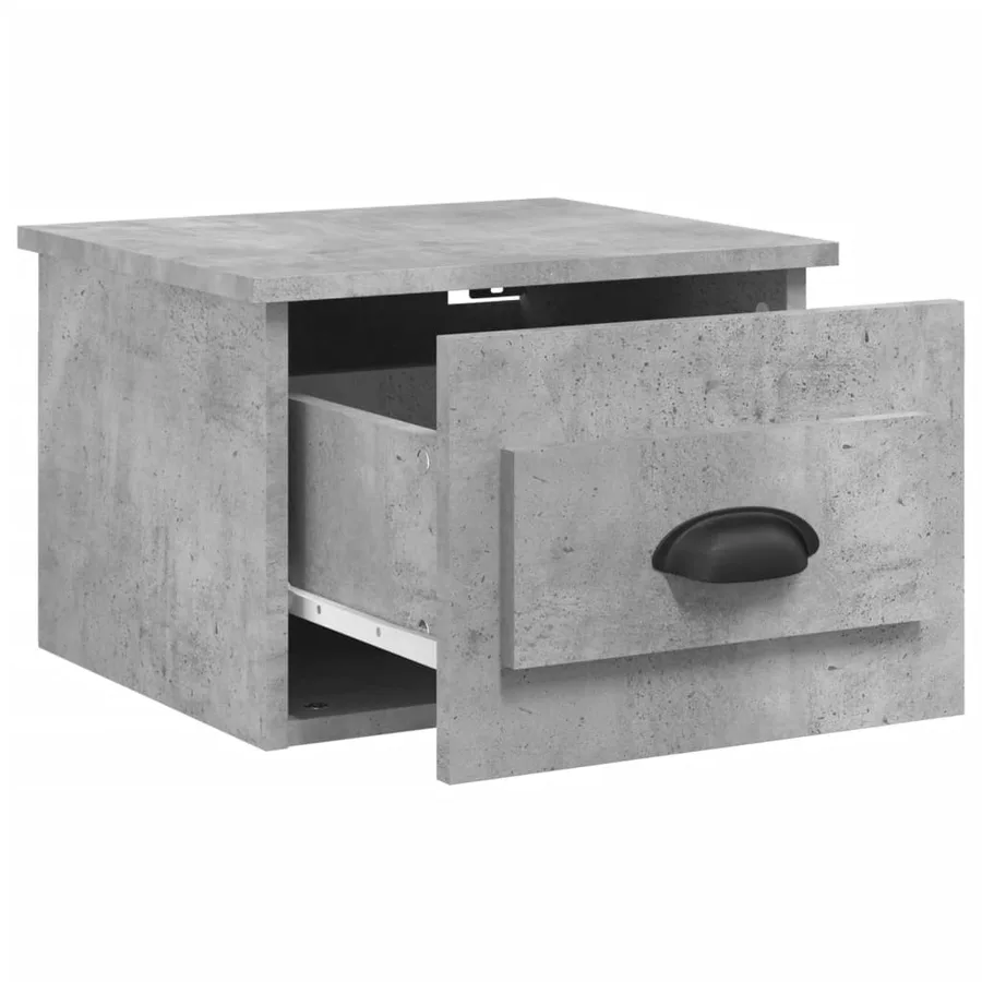 Table de chevet murale gris béton 50x36x40 cm - 5