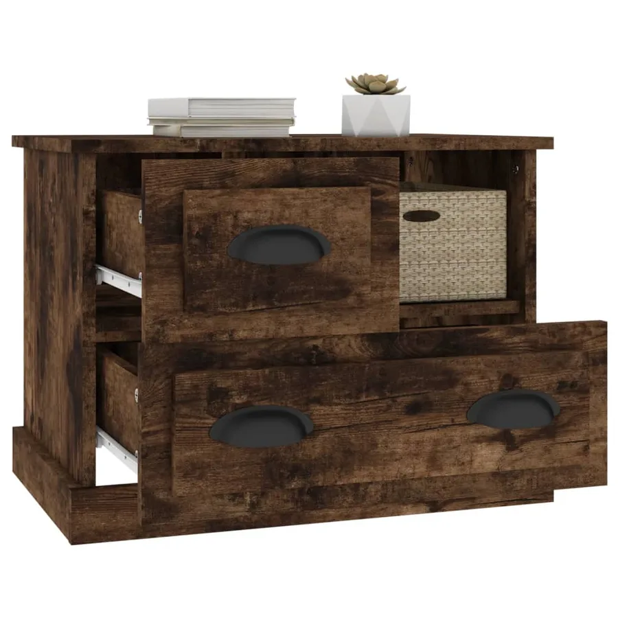 Table de chevet chêne fumé 60x39x45 cm - 5