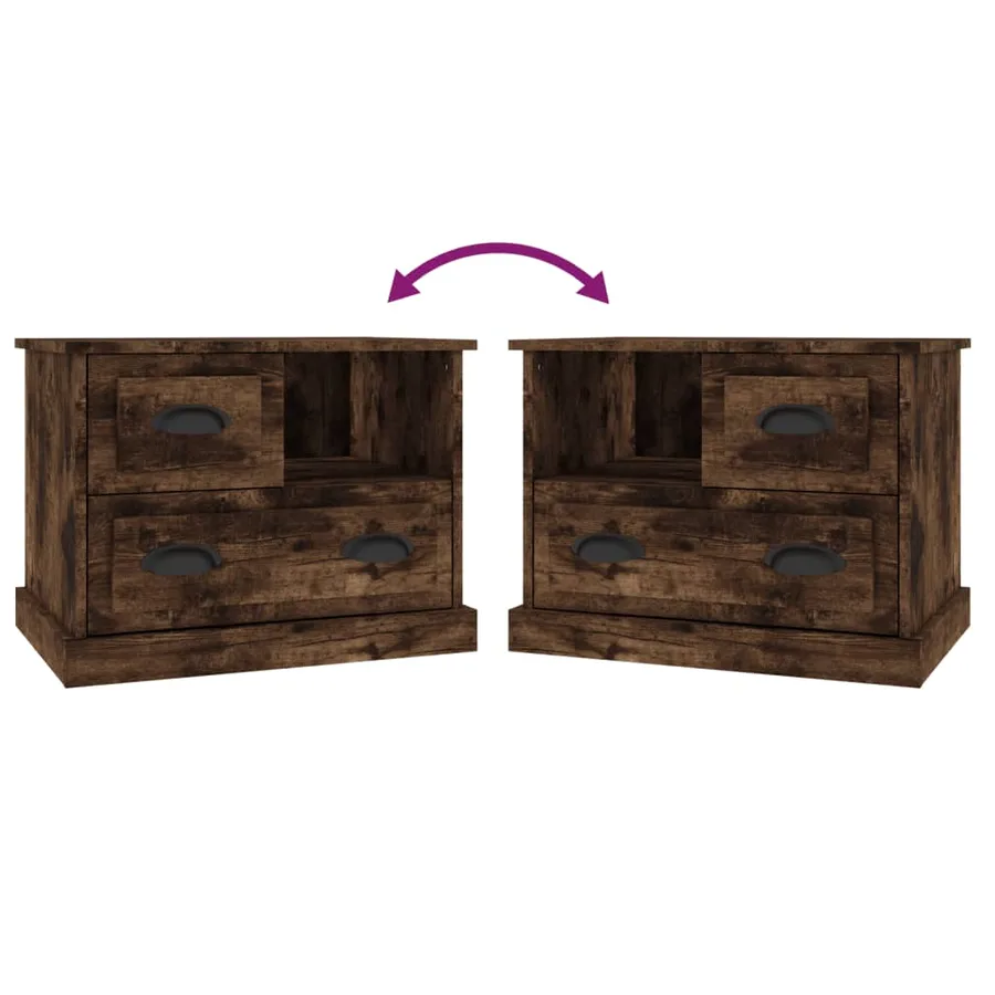 Table de chevet chêne fumé 60x39x45 cm - 9