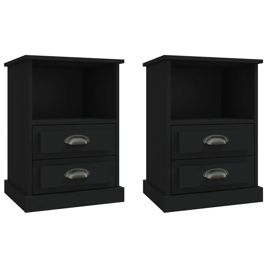 Tables de chevet 2 pcs noir 43x36x60 cm - 2
