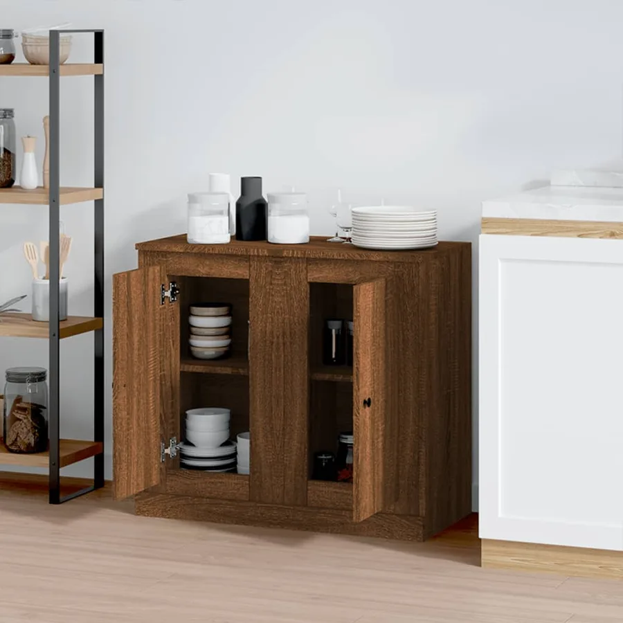 Buffets 2 pcs chêne marron 37,5x35,5x67,5 cm bois d'ingénierie - 3