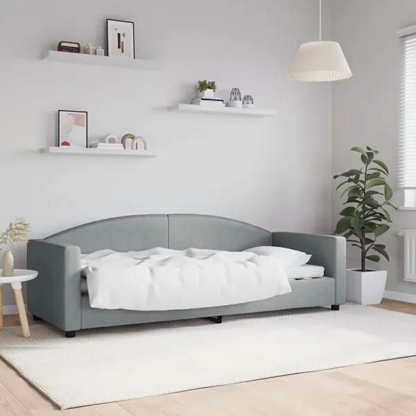 Lit de repos sans matelas gris clair 80x200 cm tissu