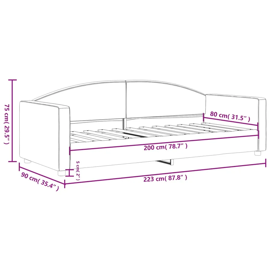 Lit de repos sans matelas gris clair 80x200 cm tissu - 8