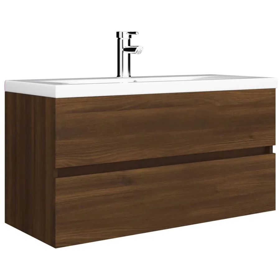 Armoire d'évier Chêne marron 90x38,5x45 cm Bois d'ingénierie - 4