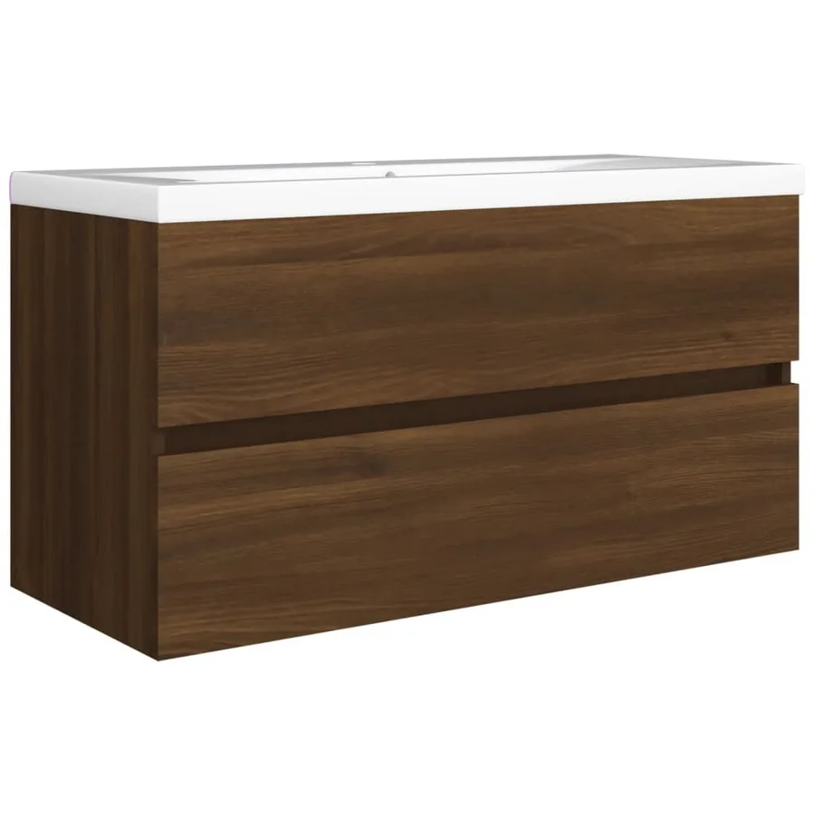 Armoire d'évier Chêne marron 90x38,5x45 cm Bois d'ingénierie - 5