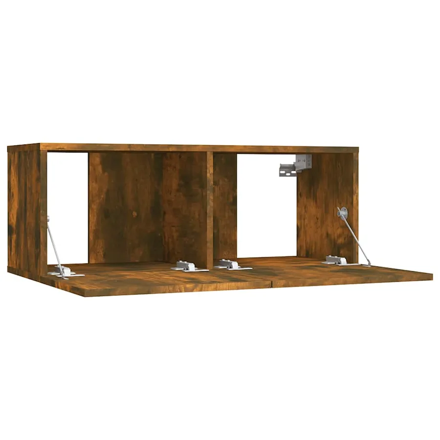 Meuble TV chêne fumé 80x30x30 cm bois d'ingénierie - 5