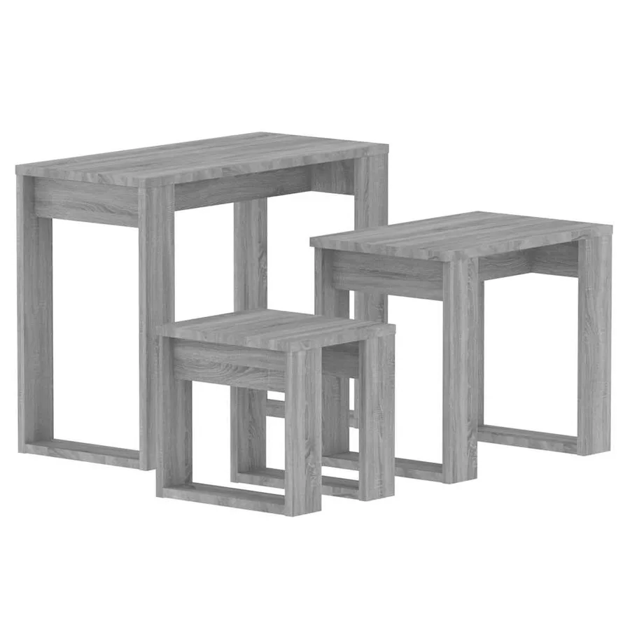 Tables gigognes 3 pcs Sonoma gris Bois d'ingénierie - 2