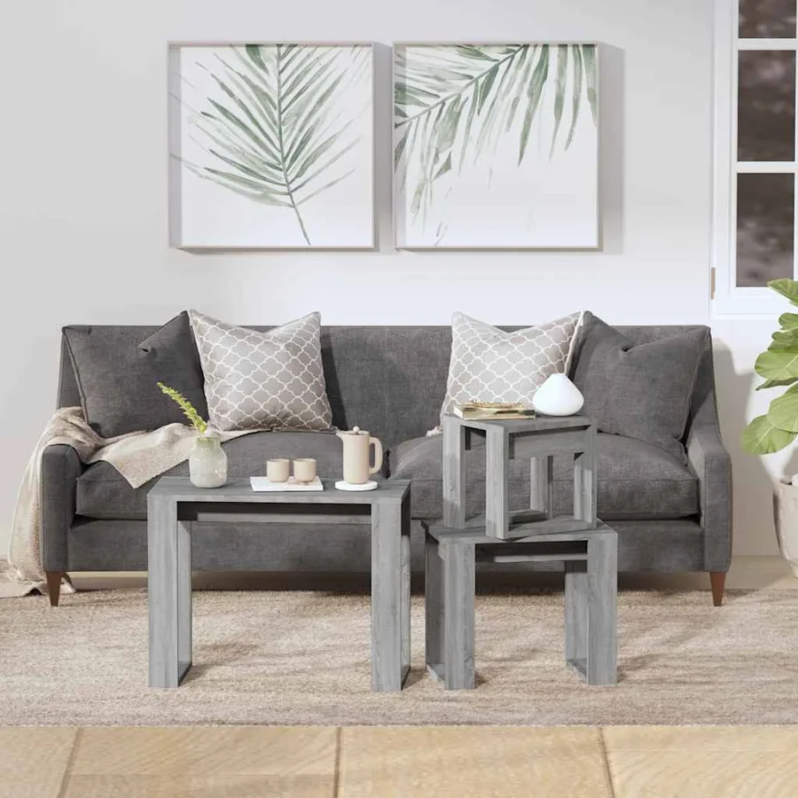 Tables gigognes 3 pcs Sonoma gris Bois d'ingénierie - 3