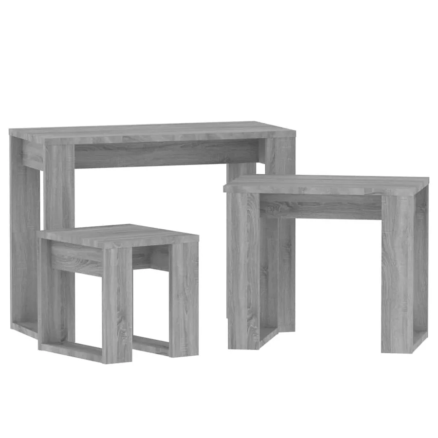 Tables gigognes 3 pcs Sonoma gris Bois d'ingénierie - 5