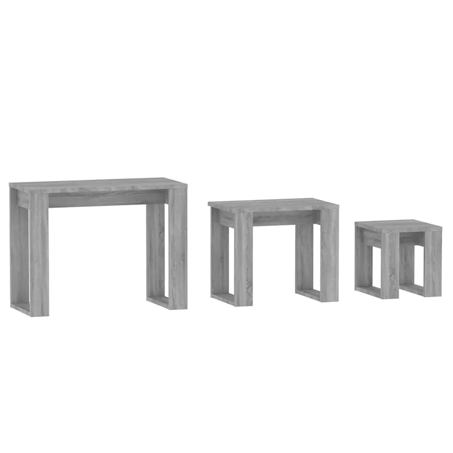 Tables gigognes 3 pcs Sonoma gris Bois d'ingénierie - 7