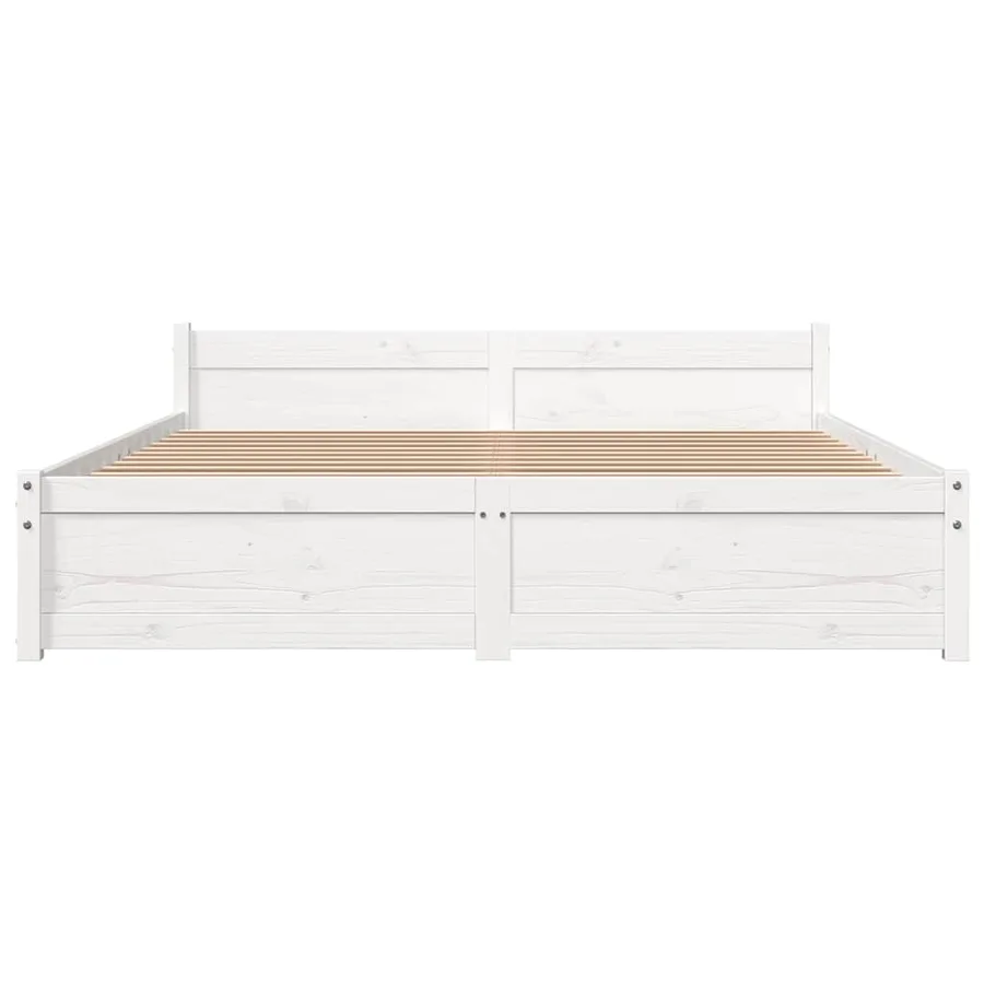 Cadre de lit sans matelas blanc bois massif 135x190 cm - 4