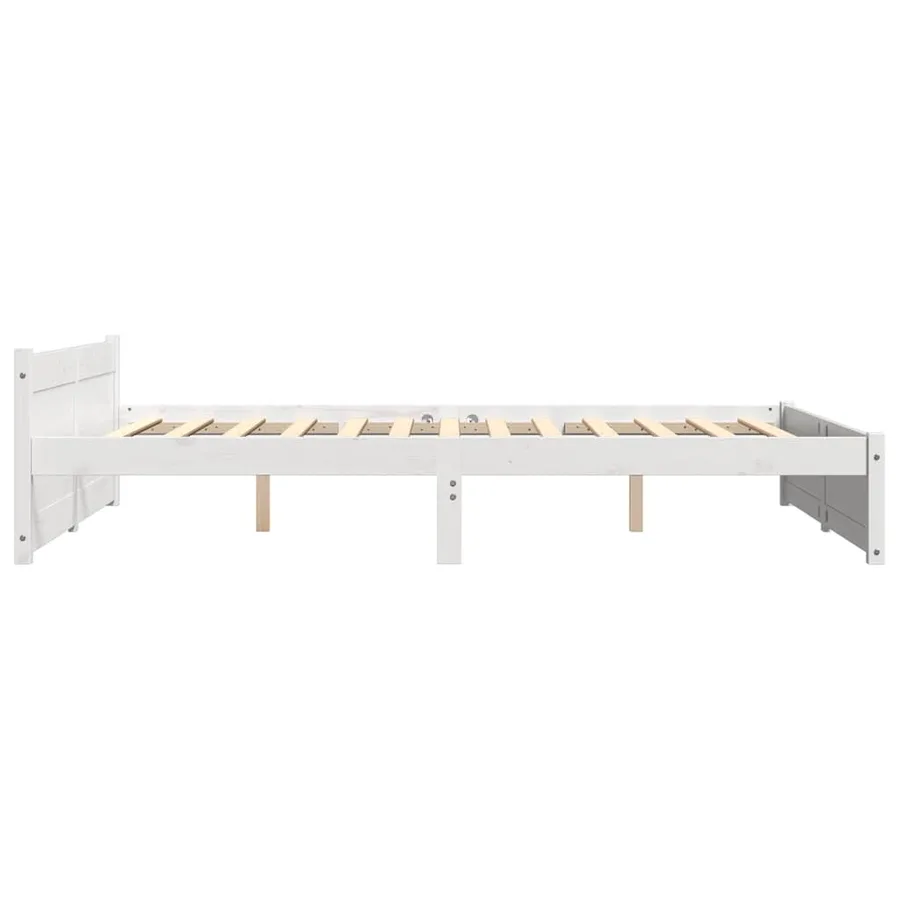 Cadre de lit sans matelas blanc bois massif 135x190 cm - 5