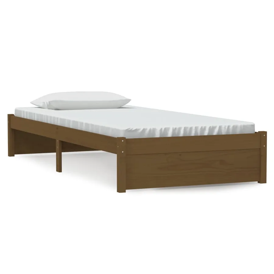 Cadre de lit sans matelas marron miel bois massif 90x200 cm - 2