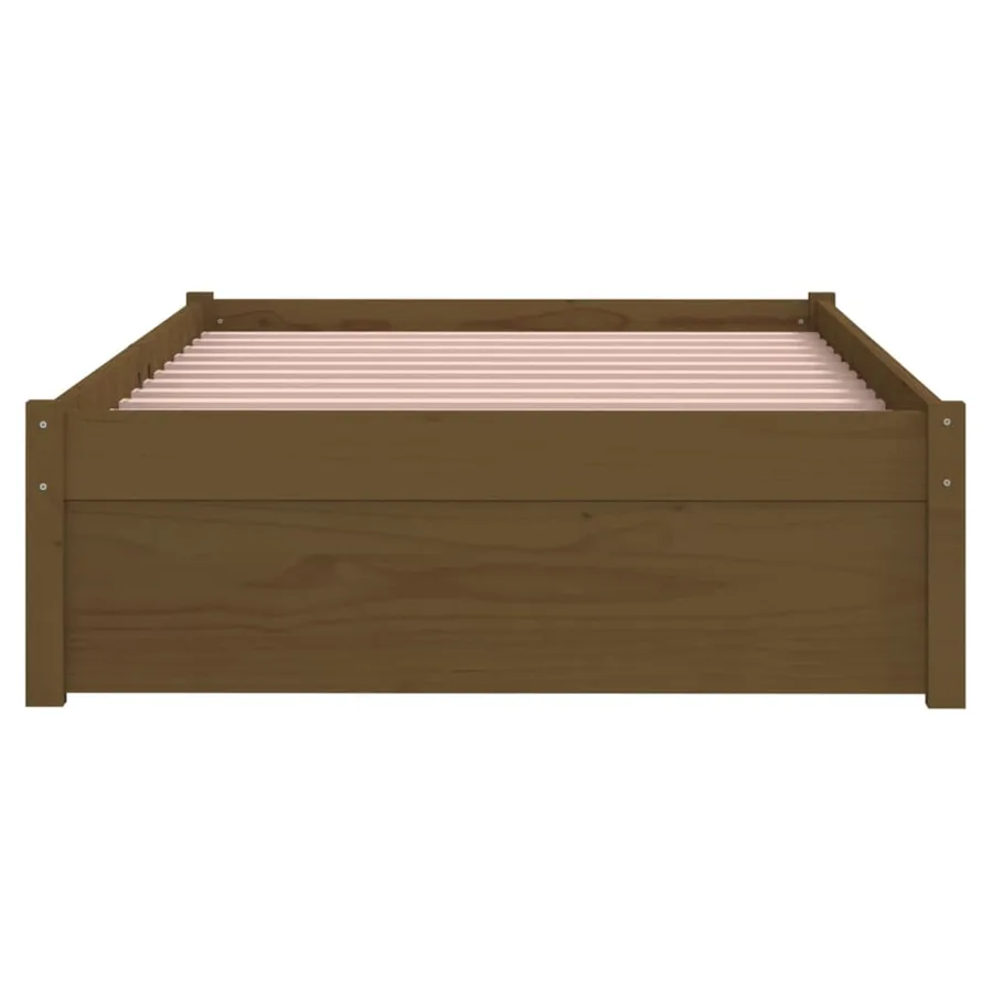 Cadre de lit sans matelas marron miel bois massif 90x200 cm - 5