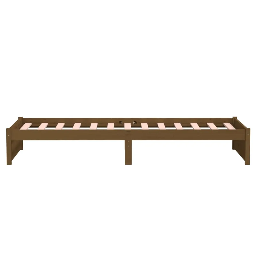 Cadre de lit sans matelas marron miel bois massif 90x200 cm - 6