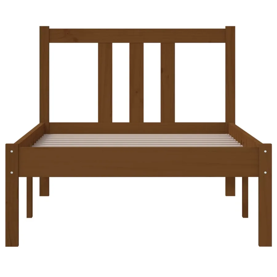 Cadre de lit sans matelas marron miel bois massif 75x190 cm - 4