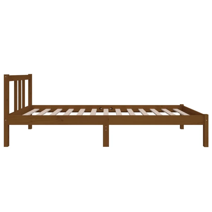 Cadre de lit sans matelas marron miel bois massif 75x190 cm - 5