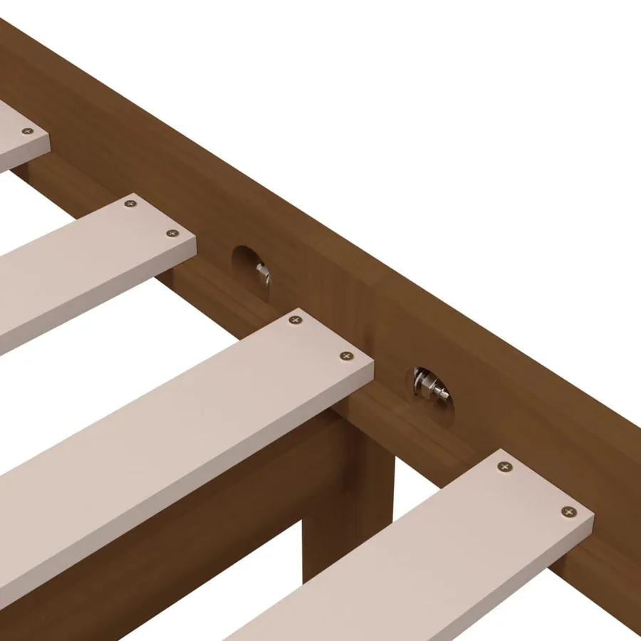 Cadre de lit sans matelas marron miel bois massif 75x190 cm - 6