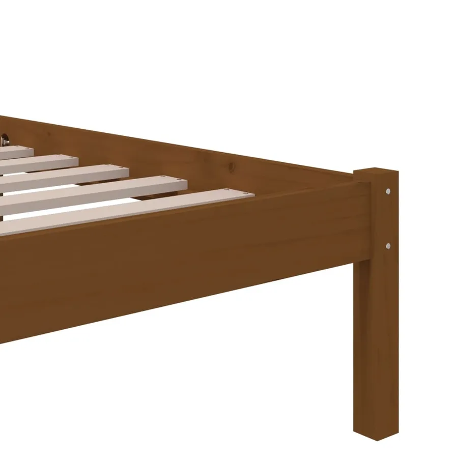 Cadre de lit sans matelas marron miel bois massif 75x190 cm - 7