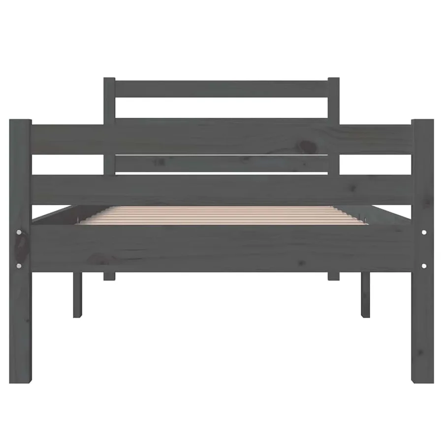Cadre de lit sans matelas gris bois massif 100x200 cm - 5