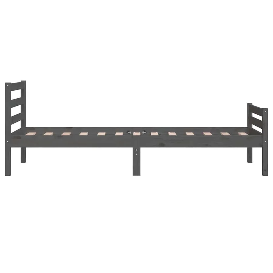 Cadre de lit sans matelas gris bois massif 100x200 cm - 6