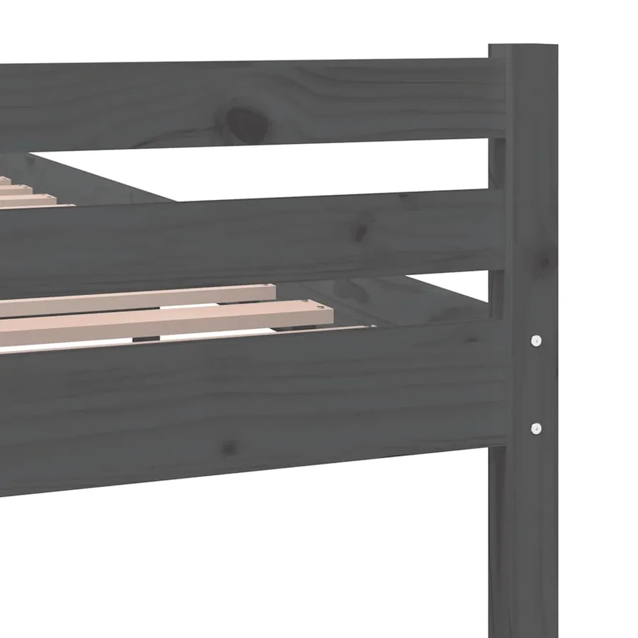 Cadre de lit sans matelas gris bois massif 100x200 cm - 7