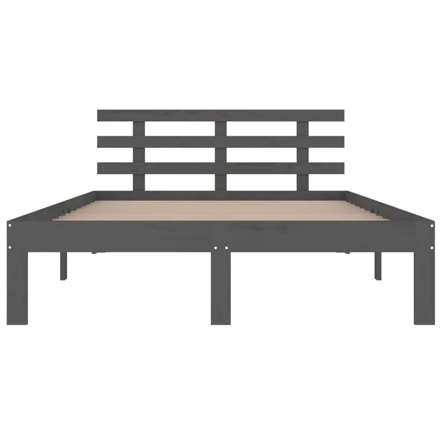 Cadre de lit sans matelas bois massif gris 200x200 cm - 4